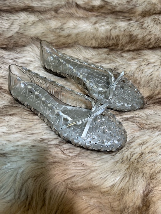 Stuart Weitzman Shoes - Stuart Weitzman Silver Clear Jelly Ballet Flats with Bow